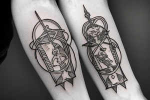 Stick figure holding a sword tattoo idea