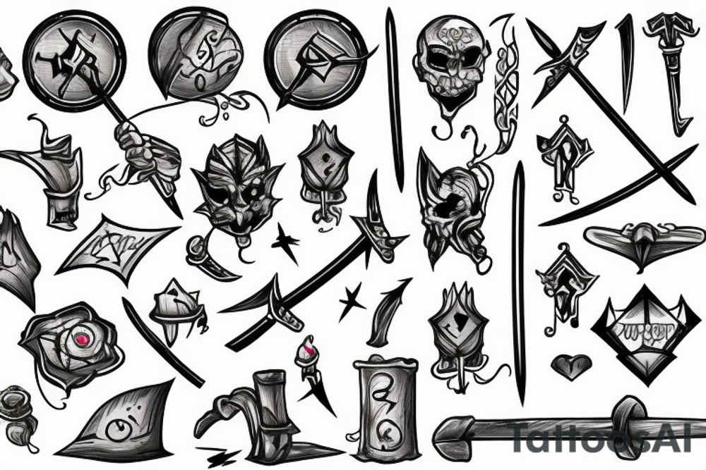 Stick figure holding a sword tattoo idea