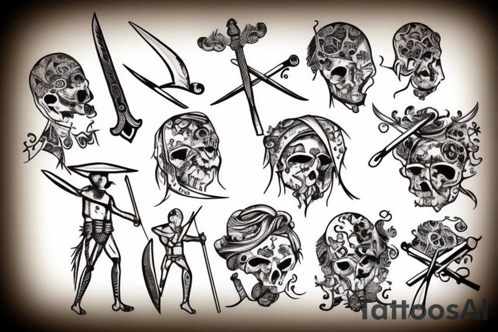 Stick figure holding a sword tattoo idea