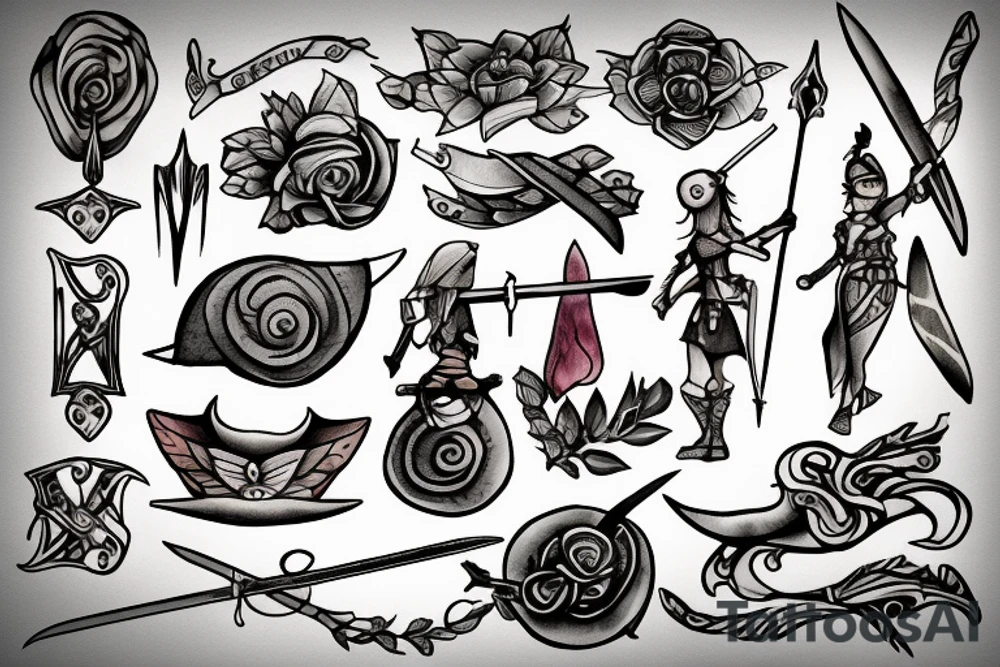 Stick figure holding a sword tattoo idea