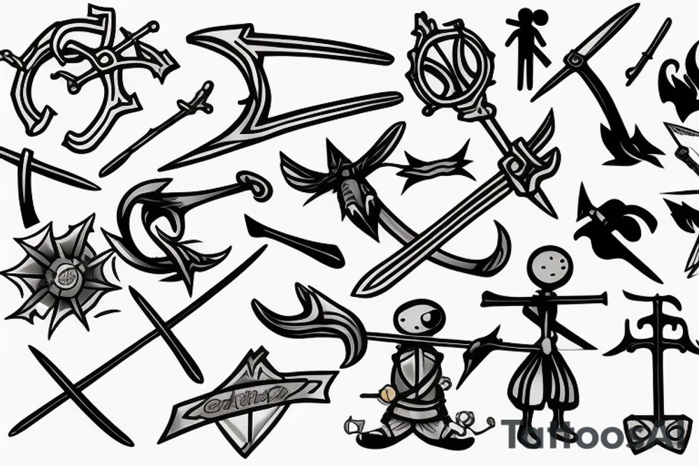 Stick figure holding a sword tattoo idea
