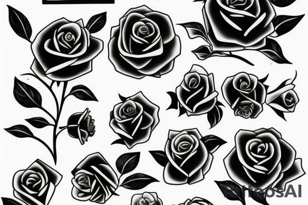 A black rose in a vase tattoo idea