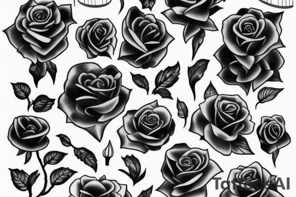 A black rose in a vase tattoo idea