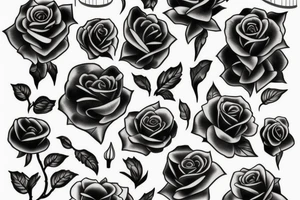A black rose in a vase tattoo idea