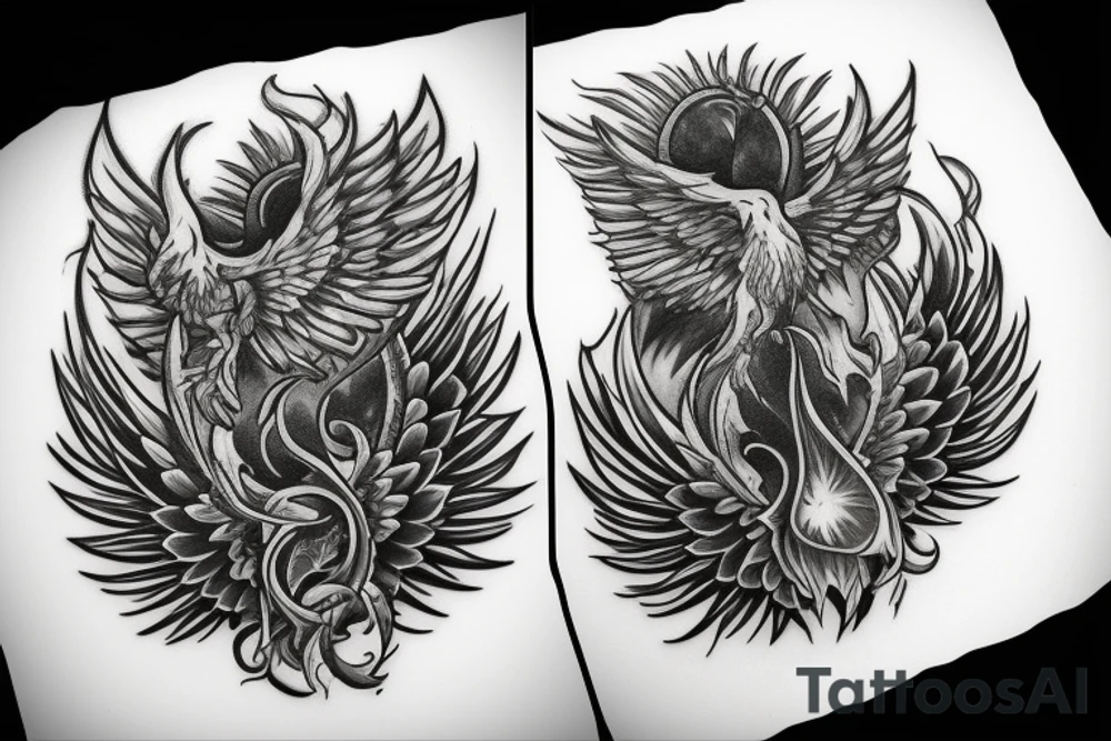 Phoenix rising from the ashes tattoo idea