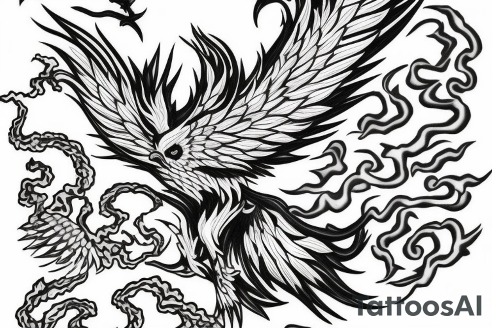 Phoenix rising from the ashes tattoo idea