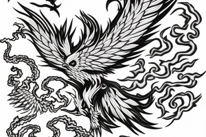 Phoenix rising from the ashes tattoo idea