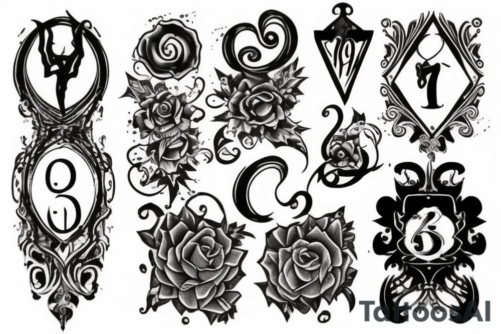 Number 7 and number 32 in a gothic font combined tattoo idea