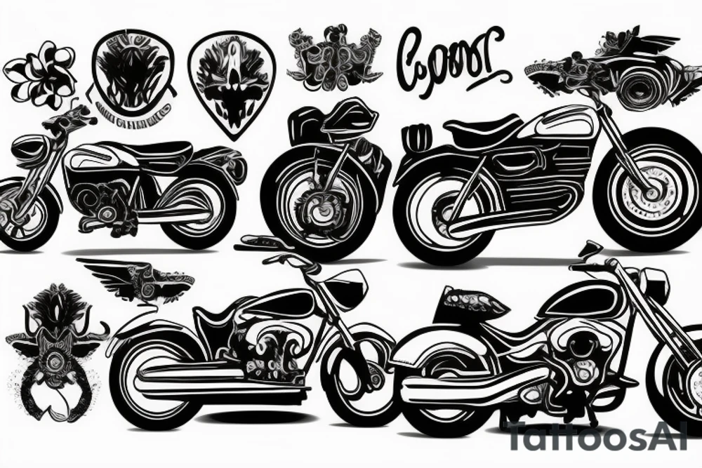 Motorbike with unicorn tattoo idea