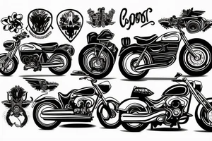 Motorbike with unicorn tattoo idea