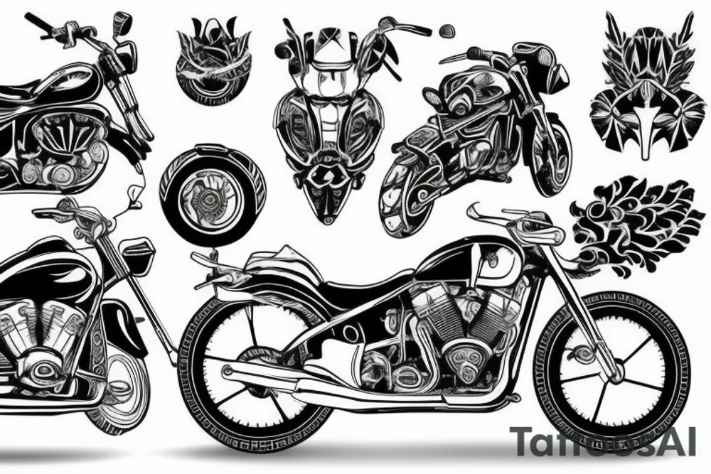 Motorbike with unicorn tattoo idea