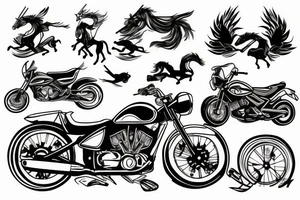 Motorbike with unicorn tattoo idea