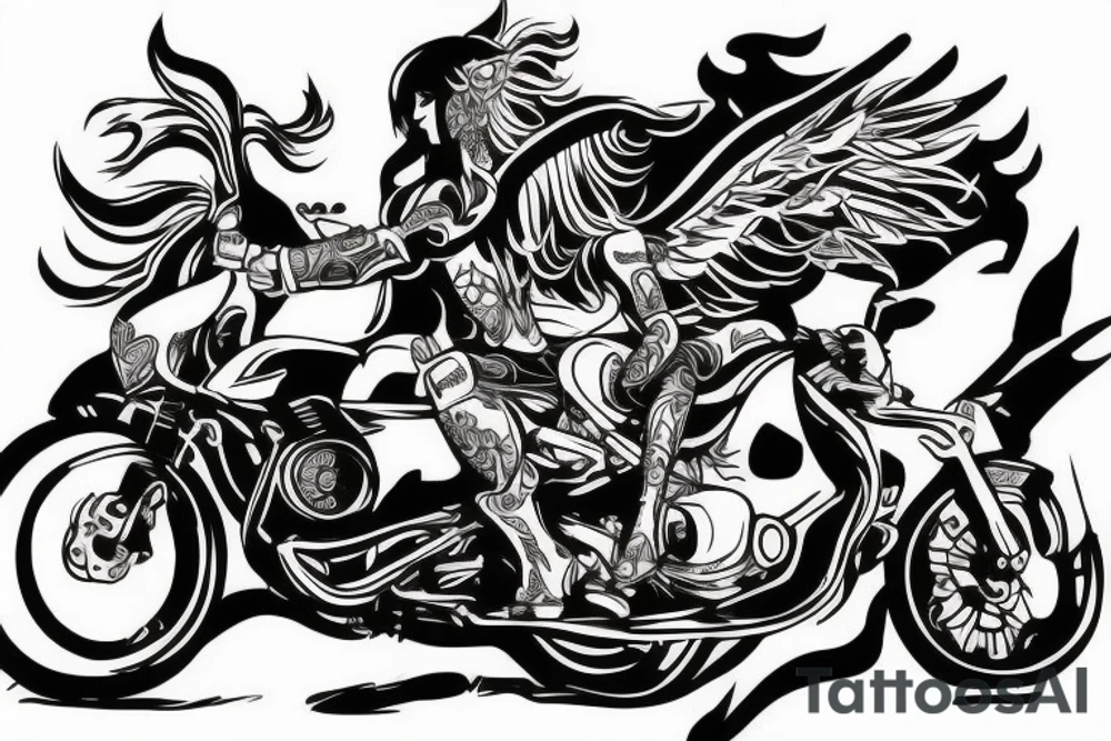 Motorbike with unicorn tattoo idea