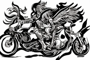 Motorbike with unicorn tattoo idea