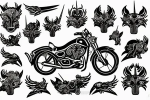 Motorbike with unicorn tattoo idea