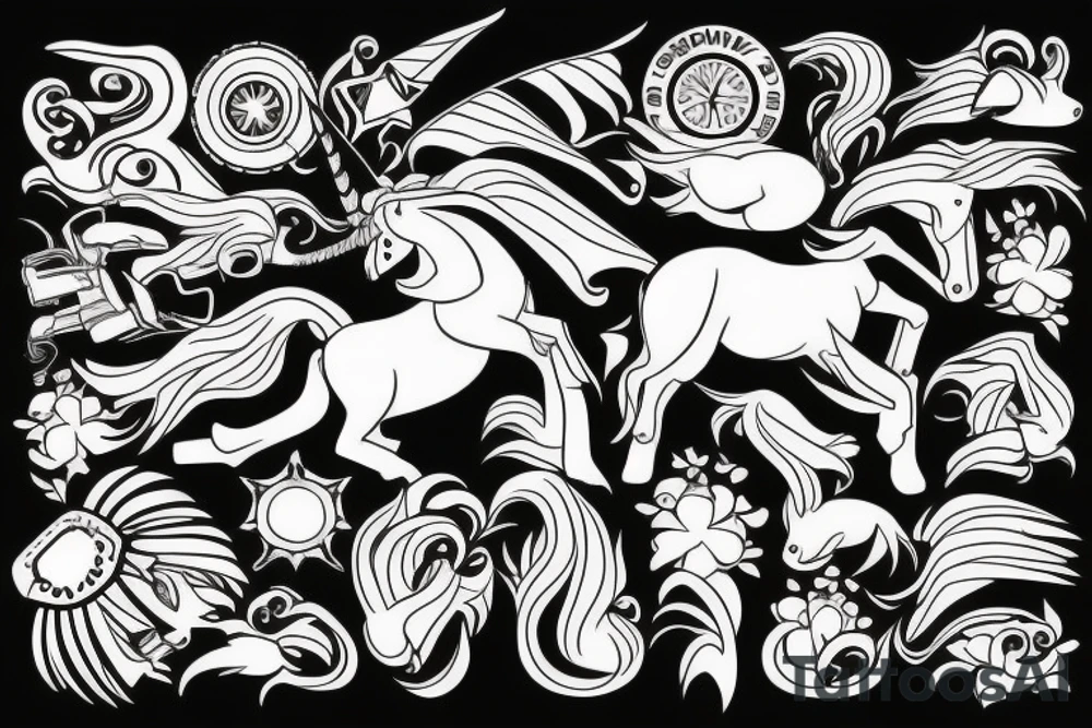 Motorbike with unicorn tattoo idea