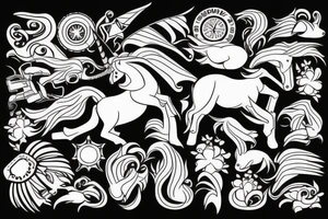 Motorbike with unicorn tattoo idea