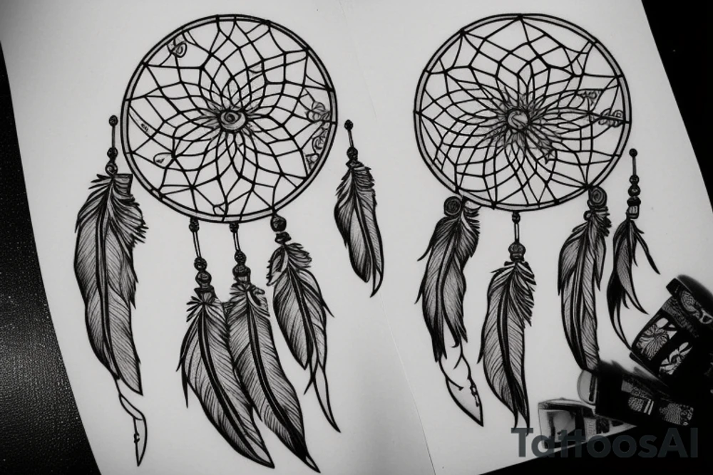 The dream catcher is drawn in one continuous line tattoo idea