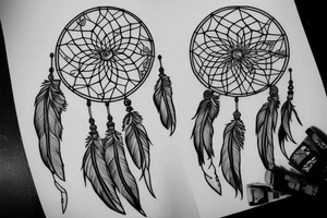 The dream catcher is drawn in one continuous line tattoo idea