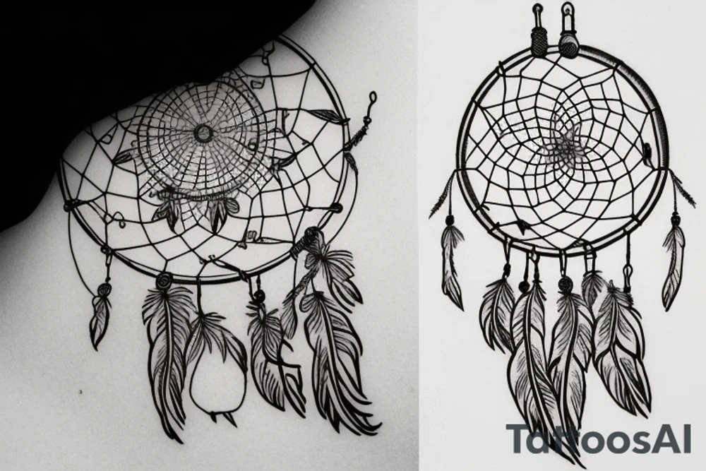 The dream catcher is drawn in one continuous line tattoo idea The dream catcher is drawn in one continuous line tattoo idea