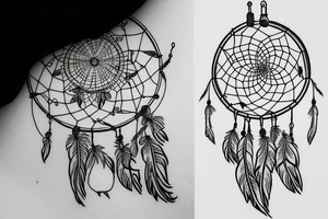 The dream catcher is drawn in one continuous line tattoo idea