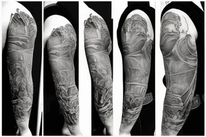full sleeve tatoo of pompei while volcano erupt, antiquity, realism tattoo idea