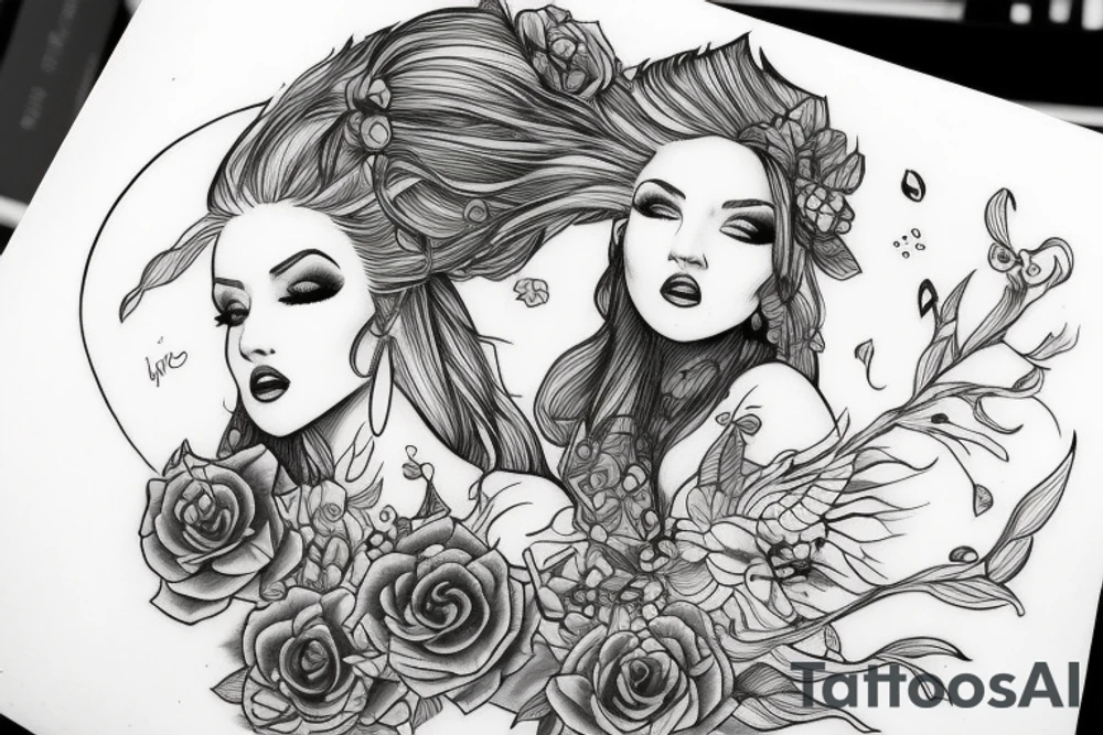 a sexy girl coming out of a book tattoo idea