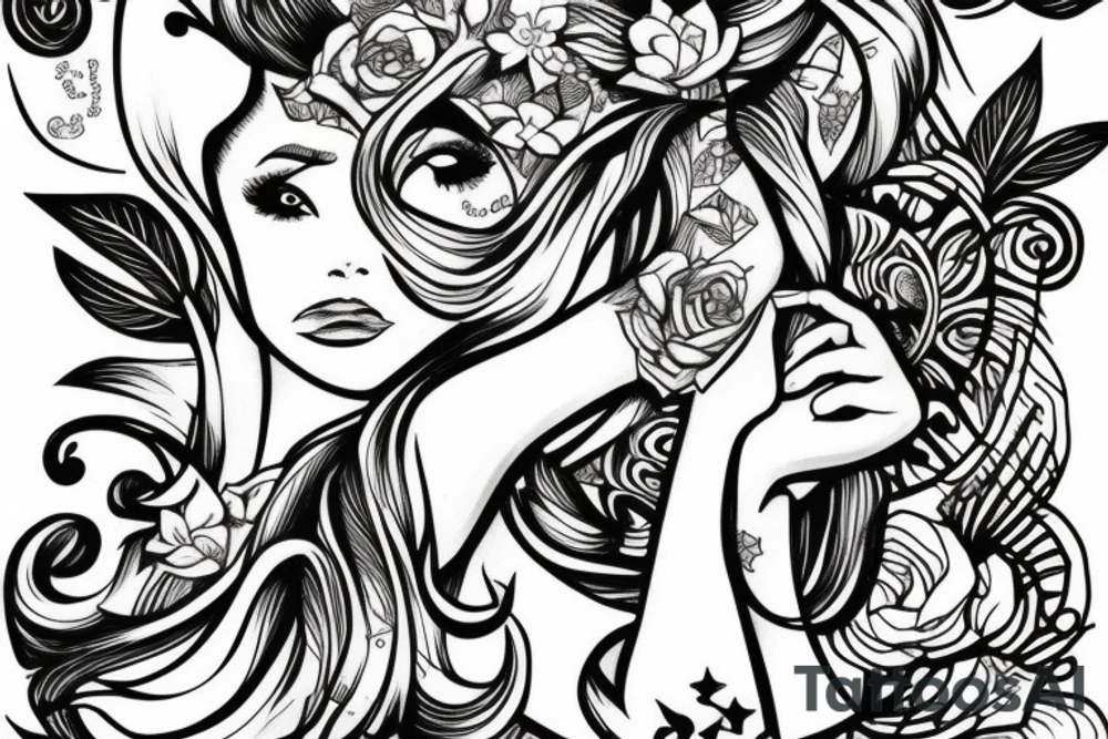 a sexy girl coming out of a book tattoo idea
