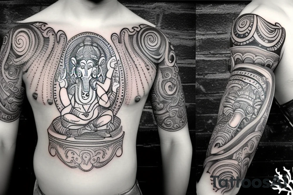 arm tattoo
ganesha
mahadev
lord vishnu
krishna
sleeve tattoo idea