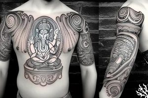 arm tattoo
ganesha
mahadev
lord vishnu
krishna
sleeve tattoo idea