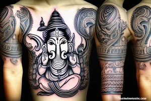 arm tattoo
ganesha
mahadev
lord vishnu
krishna
sleeve tattoo idea