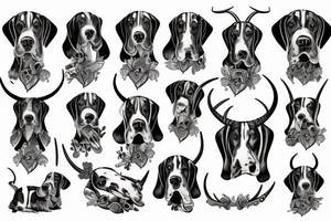 Demon Basset Hound with horns tattoo idea