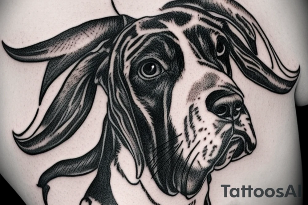 Demon Basset Hound with horns tattoo idea