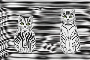 Tattoo of a minimalist version of the stripes and pattern of a tabby cat's head, enclosed by a circle. tattoo idea