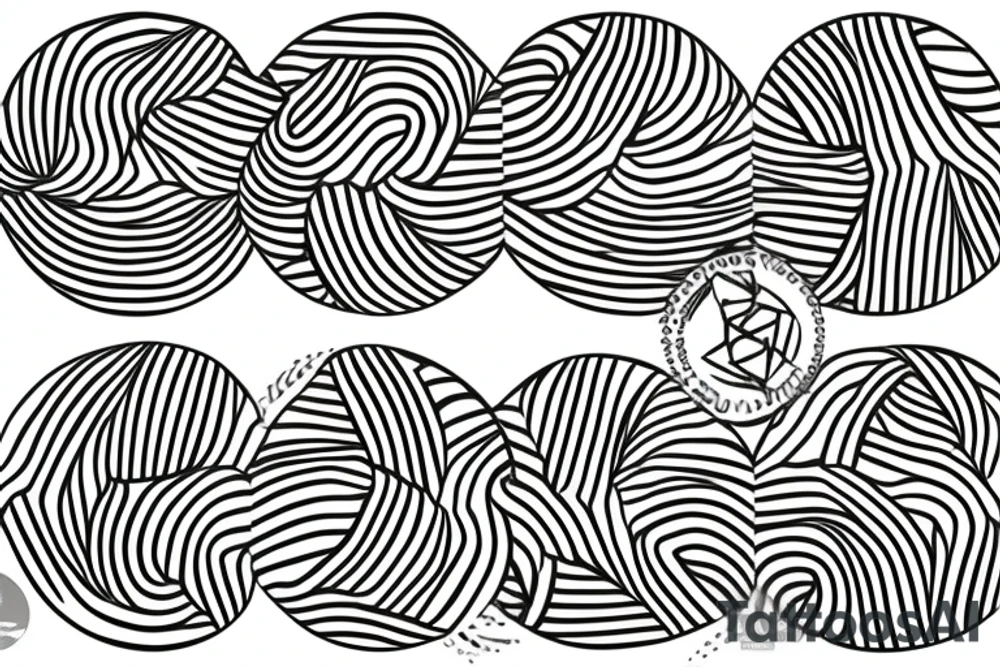 Tattoo of a minimalist version of the stripes and pattern of a tabby cat's head, not the head, just the pattern, enclosed by a circle. tattoo idea