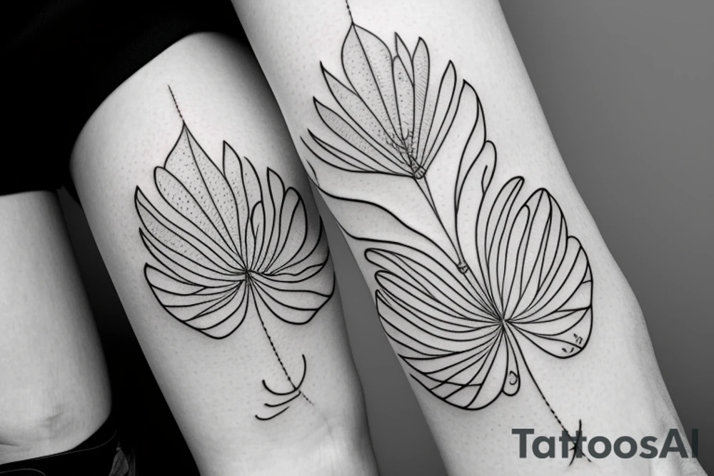 Line work to do with nature thin tattoo idea