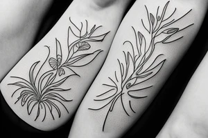 Line work to do with nature thin tattoo idea