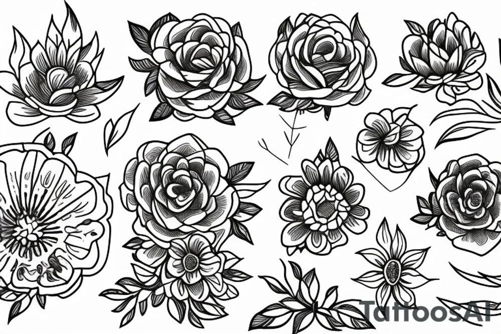 Line work flower thin tattoo idea