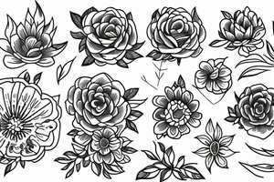 Line work flower thin tattoo idea