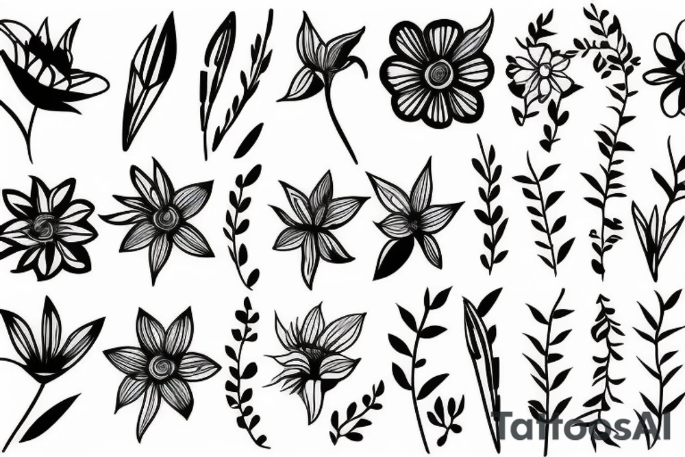 Line work flower thin tattoo idea