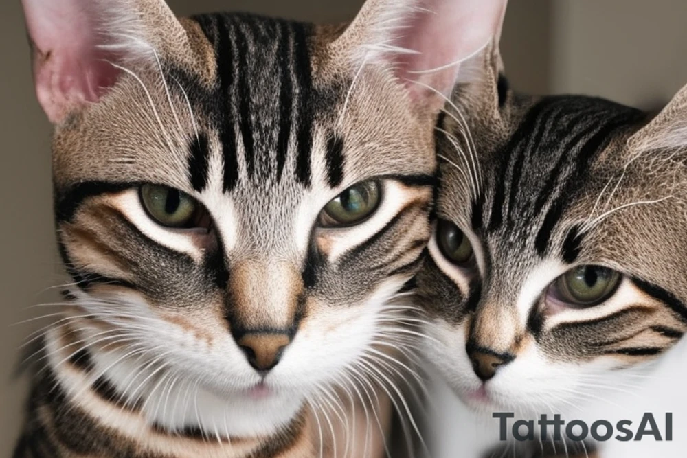 The tattoo design should feature a minimalist version of the stripes and pattern found on the head of a tabby cat. The focus should be on the pattern itself, rather than the entire head. The pattern should be enclosed by a circle, which should be evenly sized and have a clean, smooth edge.

The stripes and pattern should be simple and easily recognizable, with minimal detail. They should be black in color, with a clear contrast between the pattern and the surrounding space. The pattern should be arranged in a symmetrical way, with the same number of stripes and markings on either side of the circle.

Overall, the design should be minimalistic and clean, with a focus on the beauty of the pattern itself. It should be a timeless design that will look good for years to come, and it should be easily recognizable as a tabby cat's pattern. tattoo idea