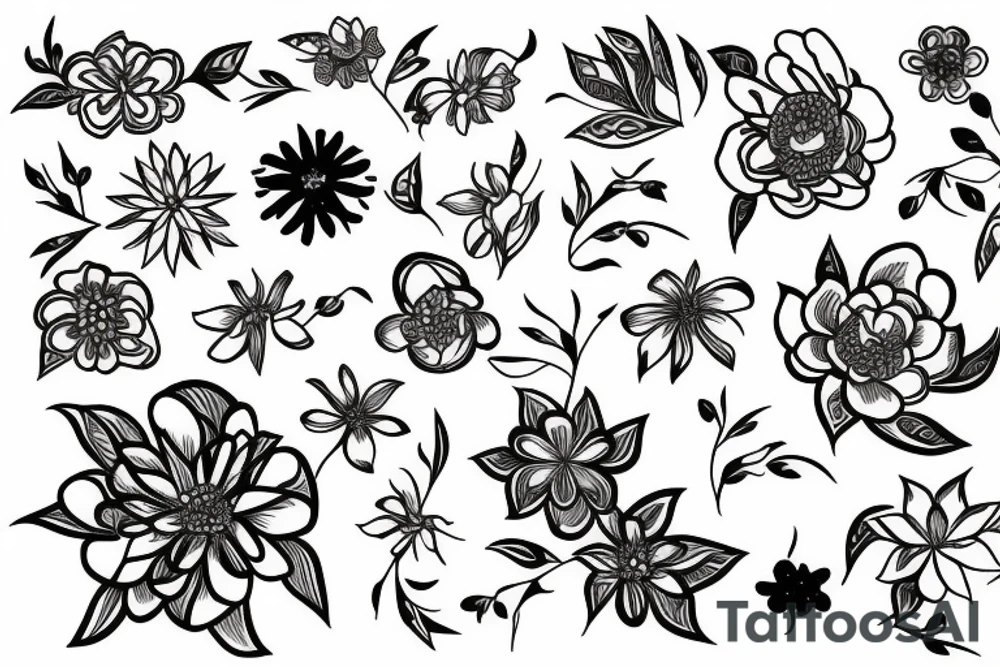 Line work flower thin tattoo idea