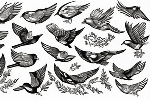 Couple of flying small birds tattoo idea