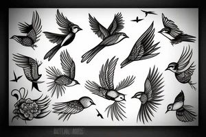 flying small birds tattoo idea