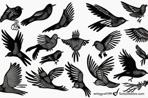 flying small birds tattoo idea