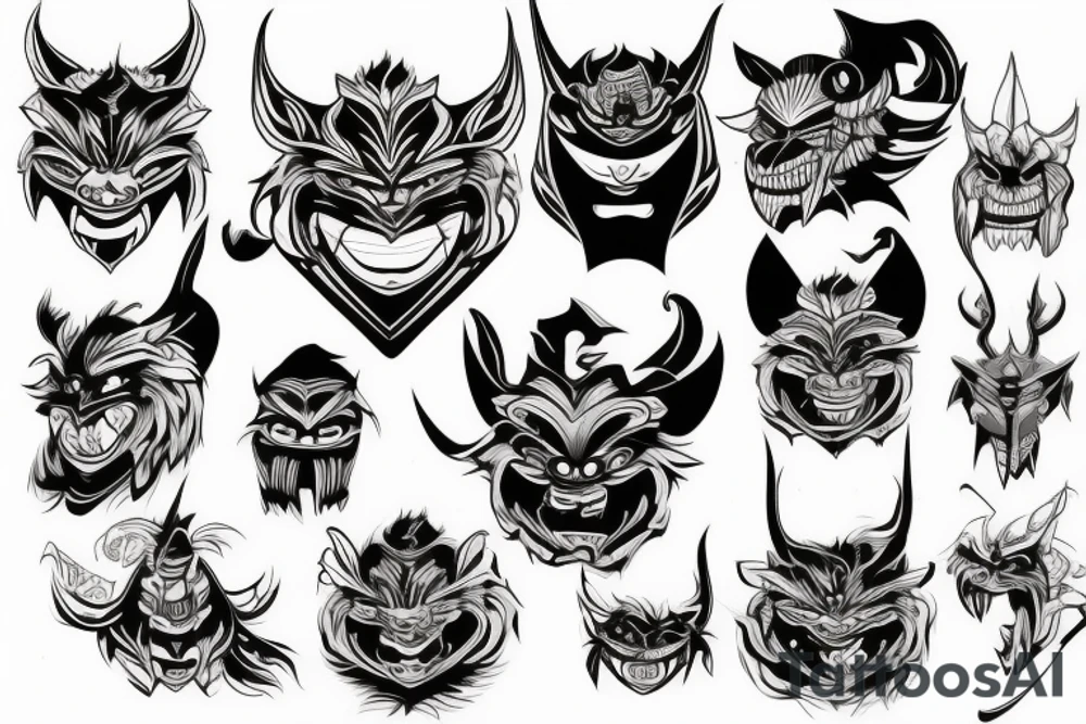 Oni mask tattoo idea