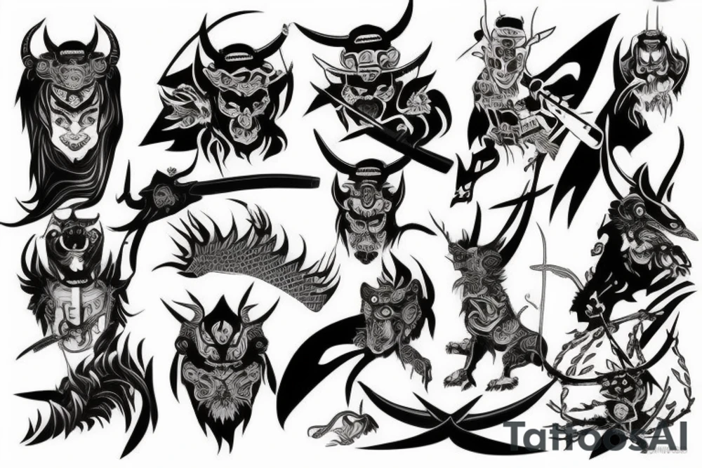 demon samurai tattoo idea