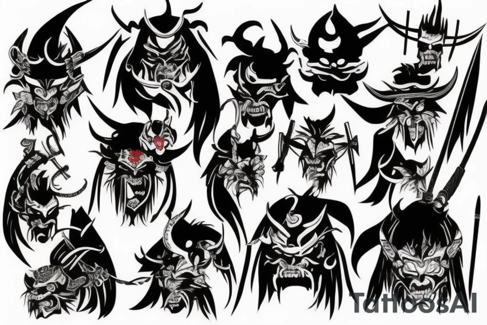 demon samurai tattoo idea