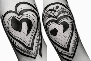 mountains with the writing “GIVE YOUR HEART KEEP YOUR HEAD” below tattoo idea