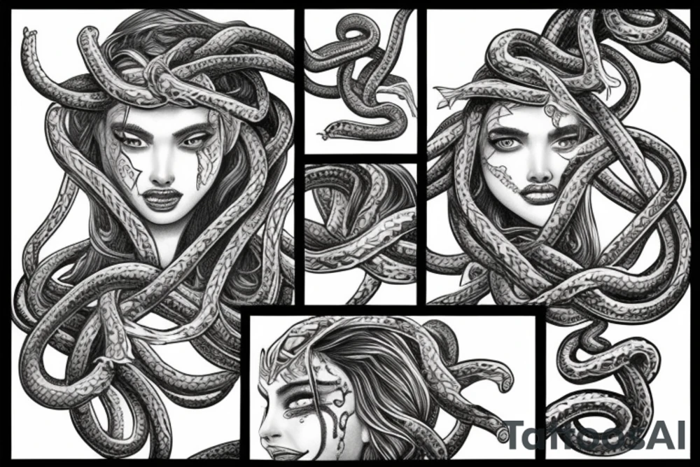 Medusa with tangled snakes tattoo idea